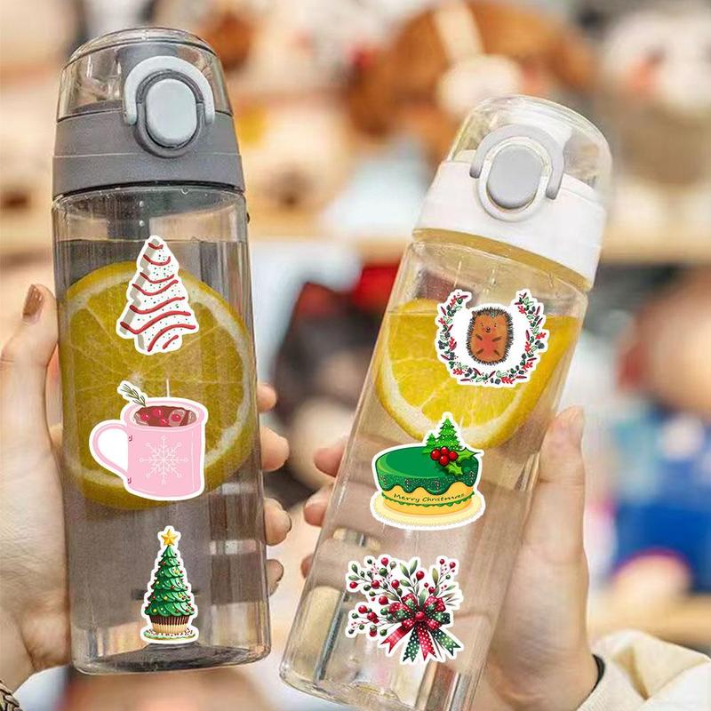 Christmas Decoration Sticker, 54pcs pack Waterproof Self Adhesive Decorative Sticker, DIY Decals for Water Bottle, Laptop, Phone Case, Scrapbooking