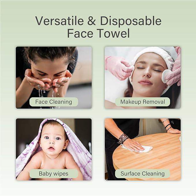 Unifree Face Clean Towels, 100% Plant Fiber & Biodegradable, Ultra Soft & Thick, Large 7.9'' x 7.9'', 240-960 Ct, 4 8 16 Boxes, Disposable, Unisex, Superabsorbent, Towel, Washcloth cleaning towel Natural Disposable soft dry facial towel Sheet