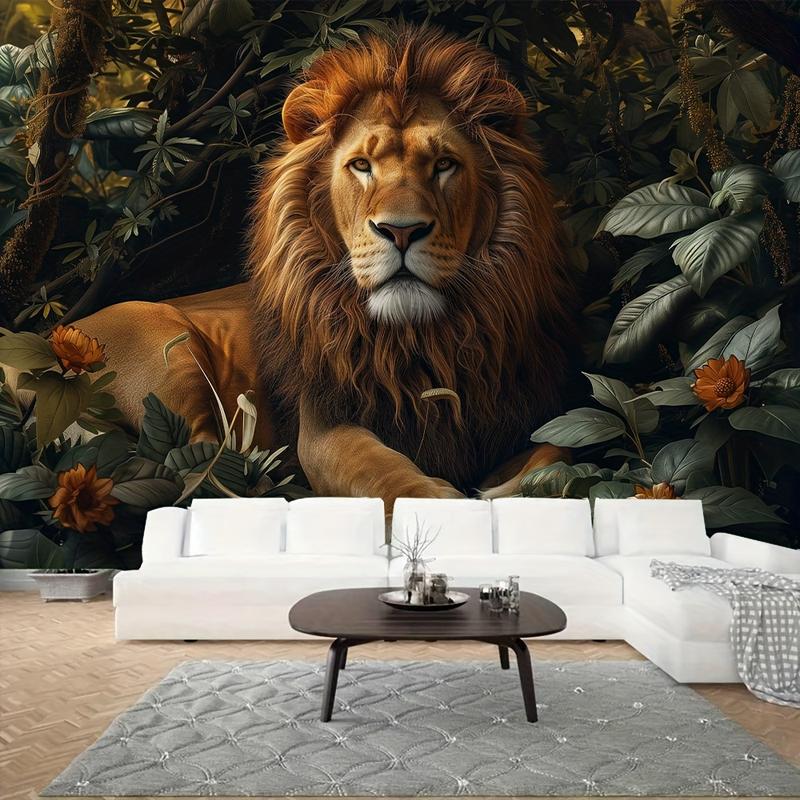 Majestic Lion and Plant Pattern Tapestry-Multifunctional Office Decorations for Living Room, Bedroom Or Wall Hanging Decoration | Soft Polyester Fiber, Easy to Care