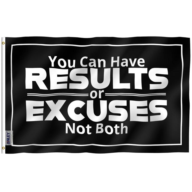 3x5 Foot You Can Have Results or Excuses Not Both Flag- Canvas Header and Double Stitched - Fitness Motivational for College Dorm Gym Flags Polyester with Brass Grommets 3 X 5 Ft