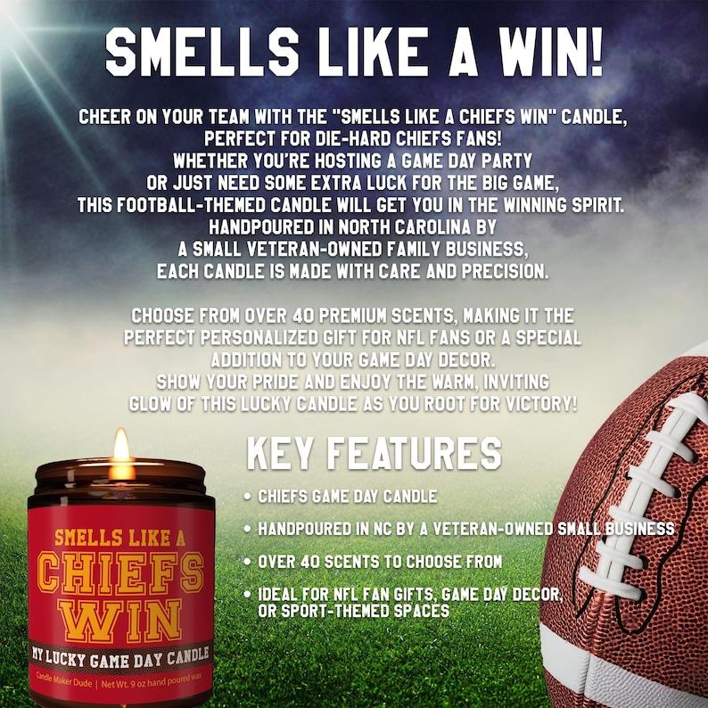 Smells Like a Chiefs Win Candle, Game Day Decor, Funny Chiefs Fan Gift, Lucky Chiefs Candle Unique, Christmas gift