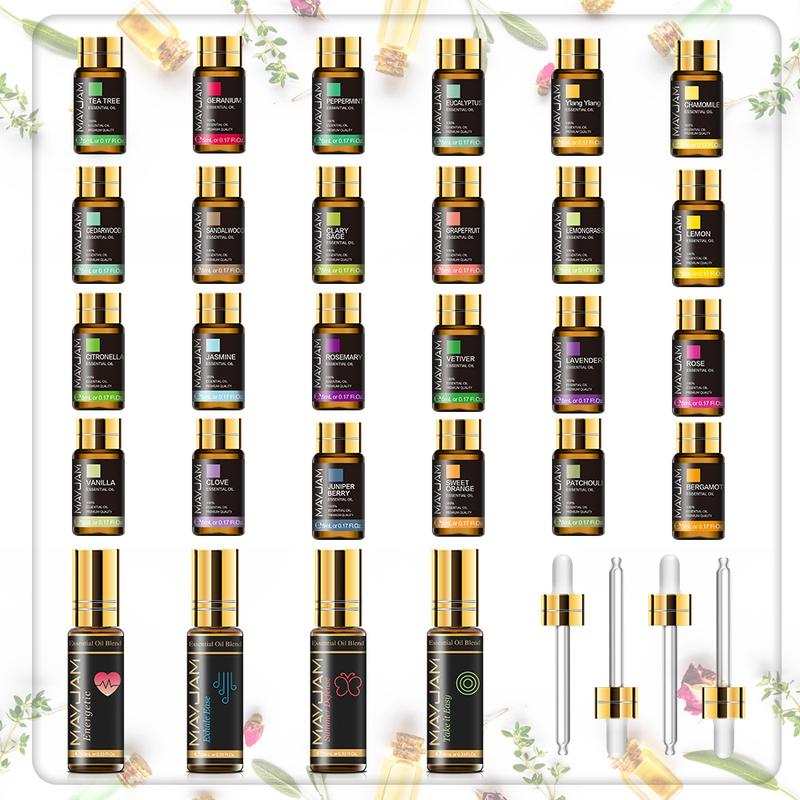 MAYJAM 28PCS Premium Essential Oil Set, Aromatherapy Oils for Aroma Diffuser, Air Freshener, Perfume, Fragrance, Candle, Soap, Christmas Scented Gifts