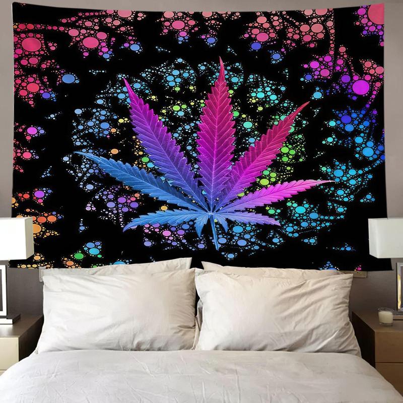 Leaf Pattern Tapestry, Colorful Wall Hanging Blanket, Wall Art Decor for Home Living Room Bedroom