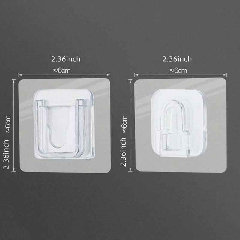 Clear Wall Hook, 10 Pairs 3 Pairs Adhesive Power Strip Rack, Transparent Punch-free Hooks for Home