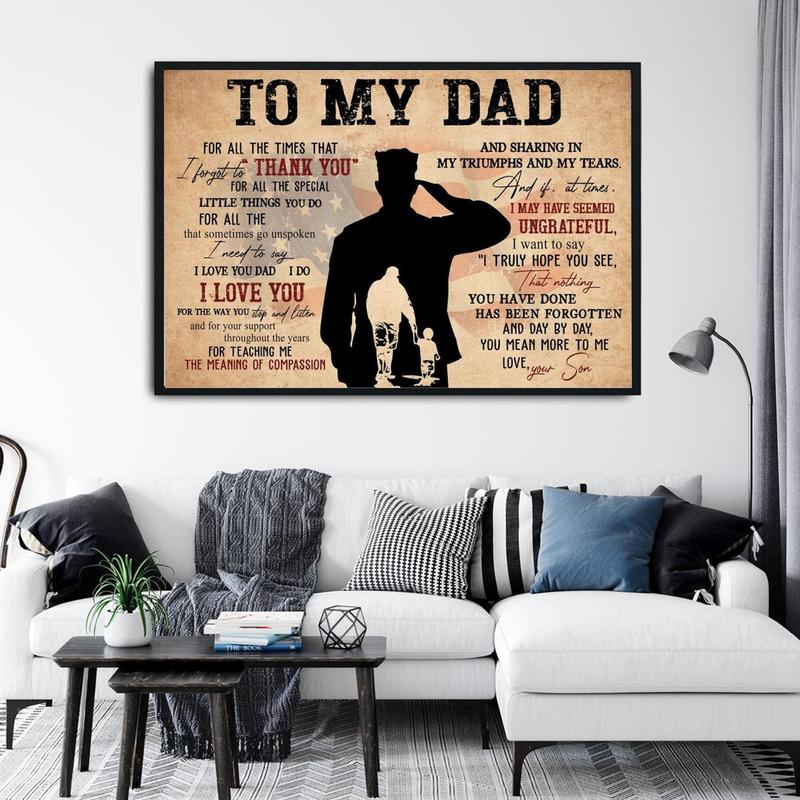 To My Dad Poster No Frame, Military Son Gift For Dad, Father's Day Gift, Army Dad Gift, Dad Gifts