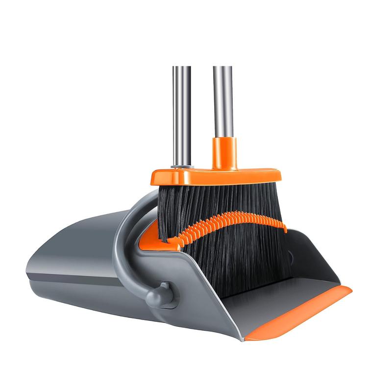 Broom and Dustpan Set for Home Upright Dustpan and Broom Combo Set with Long Handle Sweeping Office Kitchen Floor Pet Hair Standing Dust pan Angle Broom Cleaning Supplies Indoor