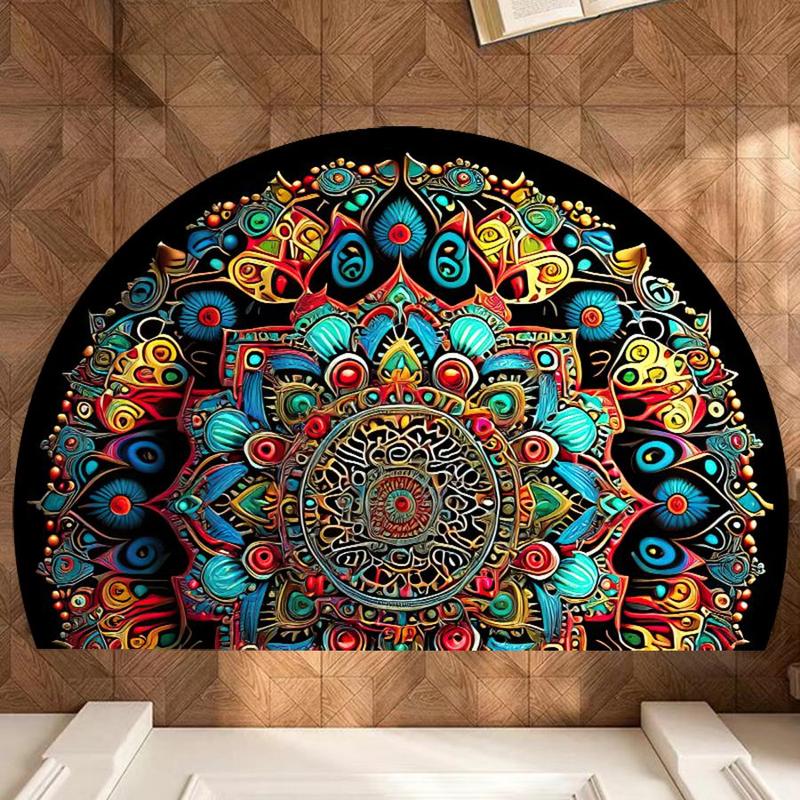 Boho Style Mandala Pattern Bathroom Mat, 1 Count Non-slip Soft Absorbent Rug, Decorative Door Mat for Home Bathroom Living Room Bedroom