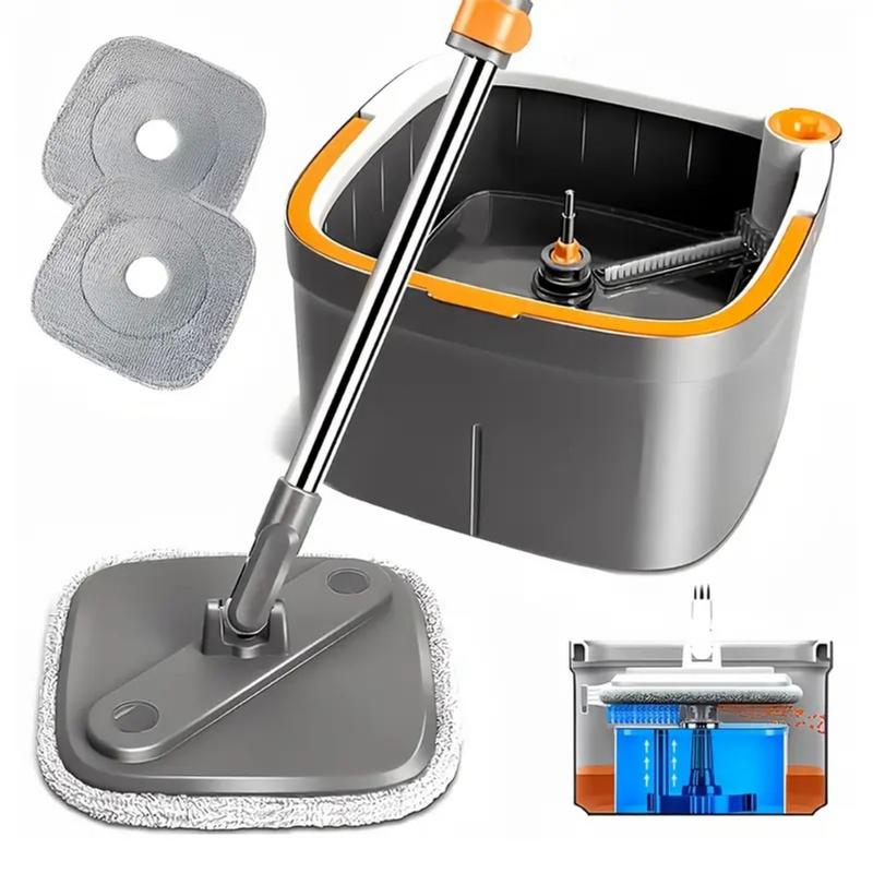 Black Friday: Spin Mop Bucket Set & System with Self Separation Dirty and Clean Water, 360° Spin Mop, MicroFiber cleaning Mop-Head Adjustable Plastic