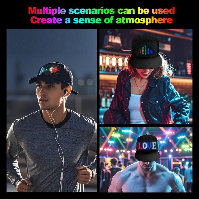 Led Display Hat, 1 Count USB Rechargeable Cool Light Up Hat with Multi-language Text & Image Editing, Party Hat for Street Dance Party, Holiday Party