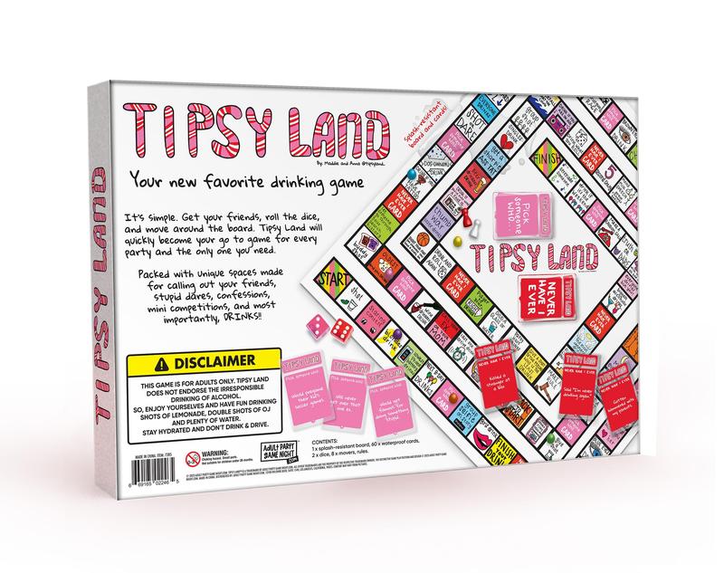 Tipsy Land Your New Favorite Party Board Game, More Than 75 Unique Spaces for Calling Out Friends, Silly Dares & Confessions, Mini Competitions