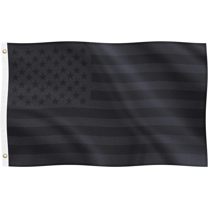 All Black American Flag 3x5 Ft - Double Sewn and Fade Proof Black USA US America Flags For All Weather Indoor Outdoor Banners Set Hand