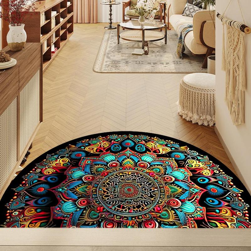 Boho Style Mandala Pattern Bathroom Mat, 1 Count Non-slip Soft Absorbent Rug, Decorative Door Mat for Home Bathroom Living Room Bedroom