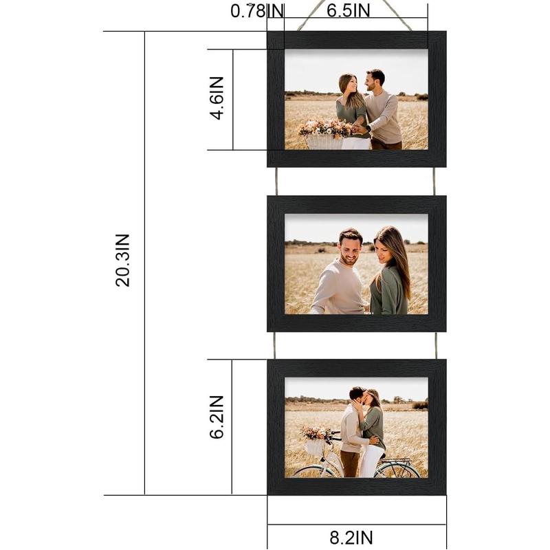 4x6 Wall Hanging Picture Frames Collage with 3 Opening Distressed White Frames