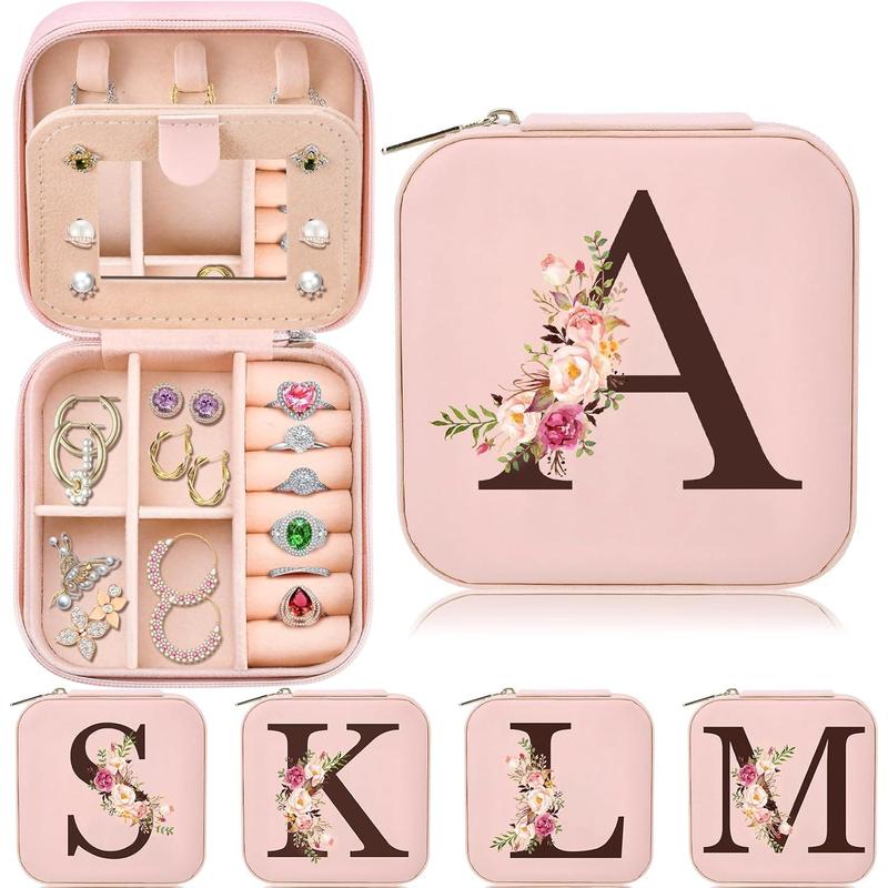 Stocking Stuffers for Women Teens, Christmas Gifts for Teen Girls Trendy Stuff Travel Jewelry Box Case Organizer Personalized Birthday Gifts Easter Basket Stuffers Mothers Day Mom Gifts, Initial A