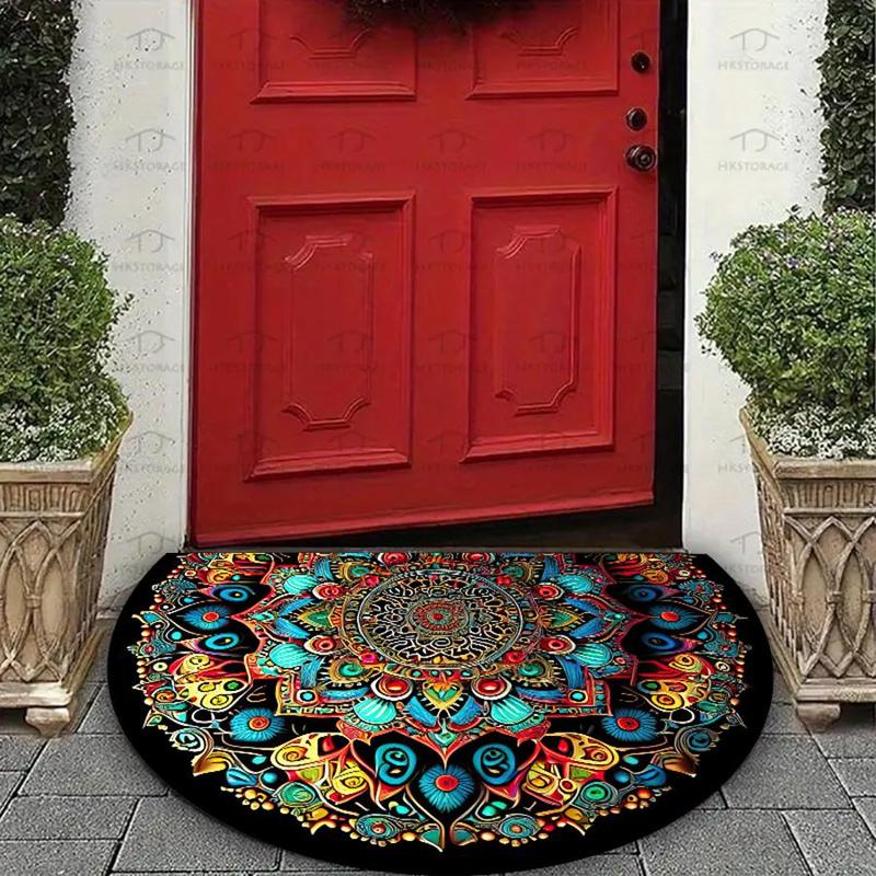 Boho Style Mandala Pattern Bathroom Mat, 1 Count Non-slip Soft Absorbent Rug, Decorative Door Mat for Home Bathroom Living Room Bedroom