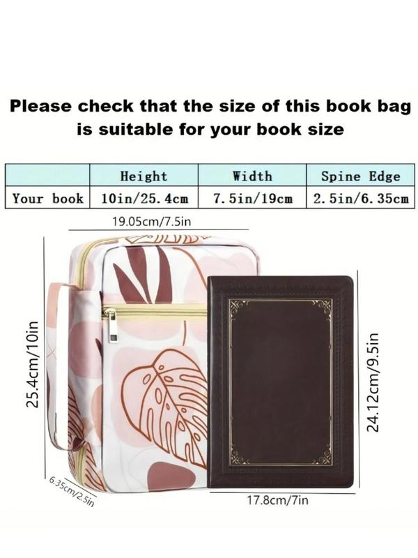 Leaf & Flower Pattern Bible Holder, Bible Case for Women & Girls, Bible Book Carrying Bag, Kids Scripture Case, Church Bag, Bible Protective With Handle Pockets Zippered Pocket, Creative Travel Organizers