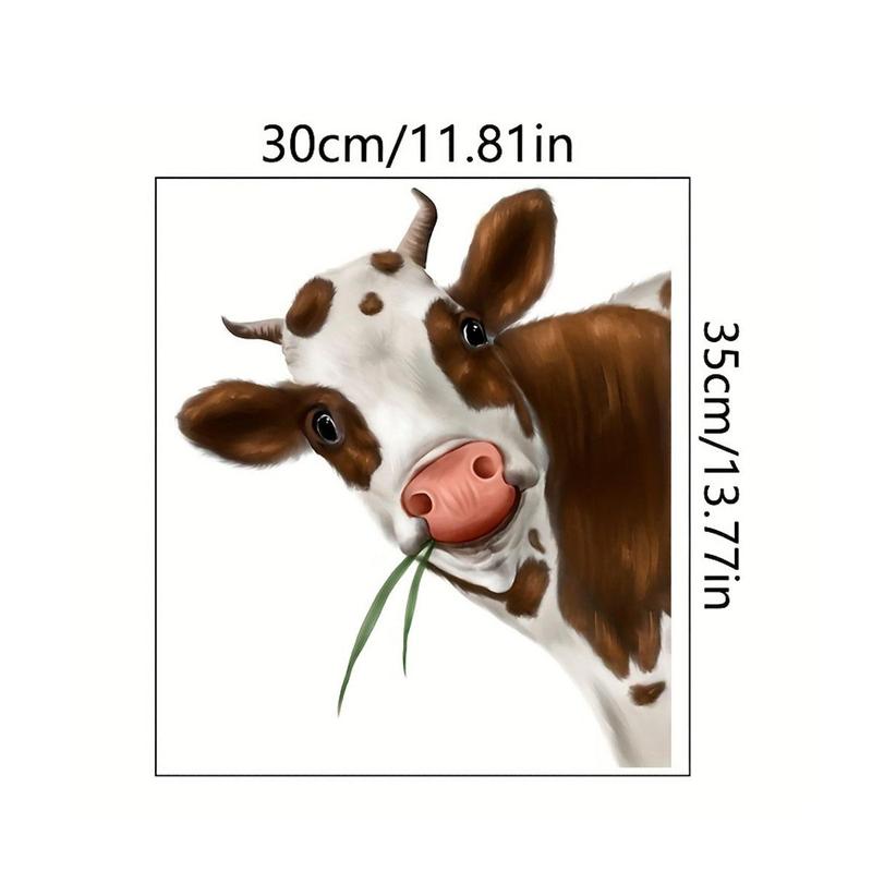 Cute Cow Pattern Window Sticker Ornaments, 1 Count Wall Tiles Sticker, Double-sided Self-adhesive Decorative Sticker for Home Kitchen Living Room