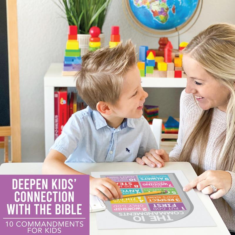 9 Colorful Sunday School Decorations For Classroom - Sunday School Posters, Christian Posters, Christian Classroom Decor, Books Of The Bible Poster, 10 Commandments For Kids, Bible Timeline Chart