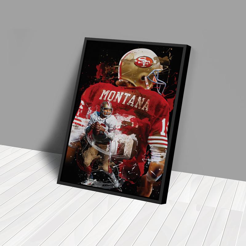 Joe Montana Poster San Francisco 49ers NFL Artwork UnFramed Wall Art Print Home Decor