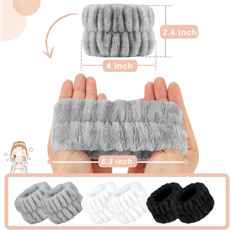 Women's Wrist Towels for Washing Face, Microfiber Spa Wash Band, Washing Wristbands, Absorbent Sweatband Girls Prevent Water from Spilling Down Your Arms 6PCS