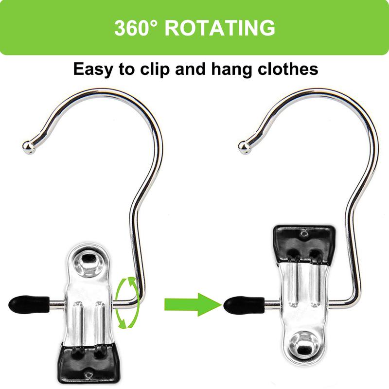 16 Pack Laundry Hooks, Clothes Pins and Hanging Clips Heavy Duty Hangers for Closet, Pants, Skirts, Socks, Handbags, Wardrobe Organizer, boot hanger