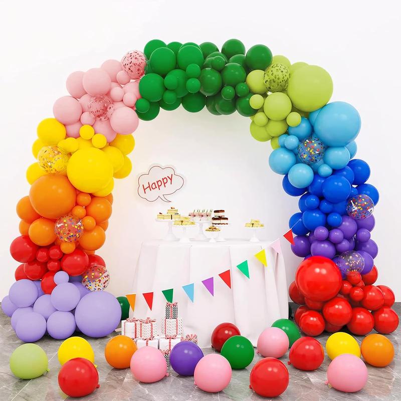 100 PCS 12 - inch Assorted Rainbow Latex Balloons in Colorful & Bright Hues: Perfect for Birthday and Wedding Party Decorations