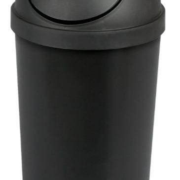 Sterili 3 Gallon Trash Can, Plastic Round Swing Top Bathroom Trash Can, Black