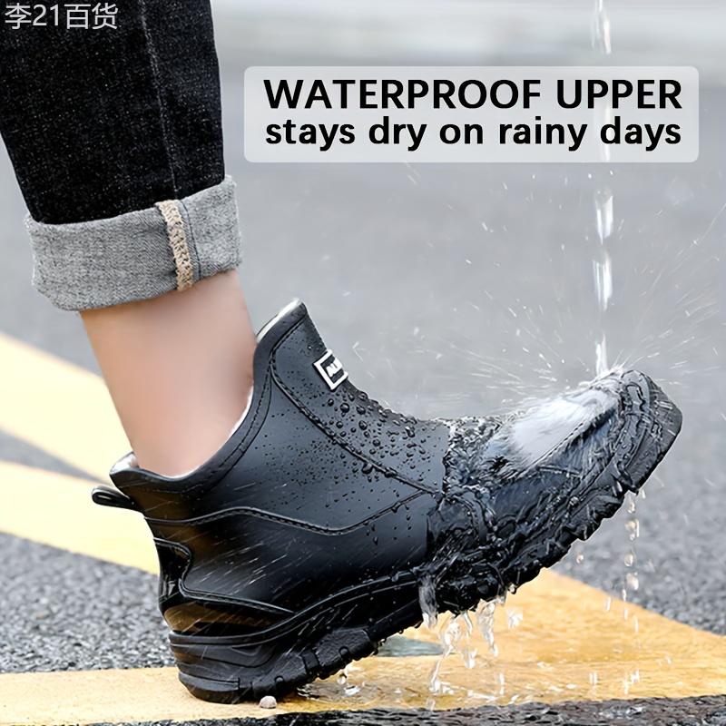 Unisex Waterproof Insulated Rain Boots with Slip-Resistant Sole, PVC & Fabric Lining, Round Toe for Gardening, Fishing, and Outdoor Activities