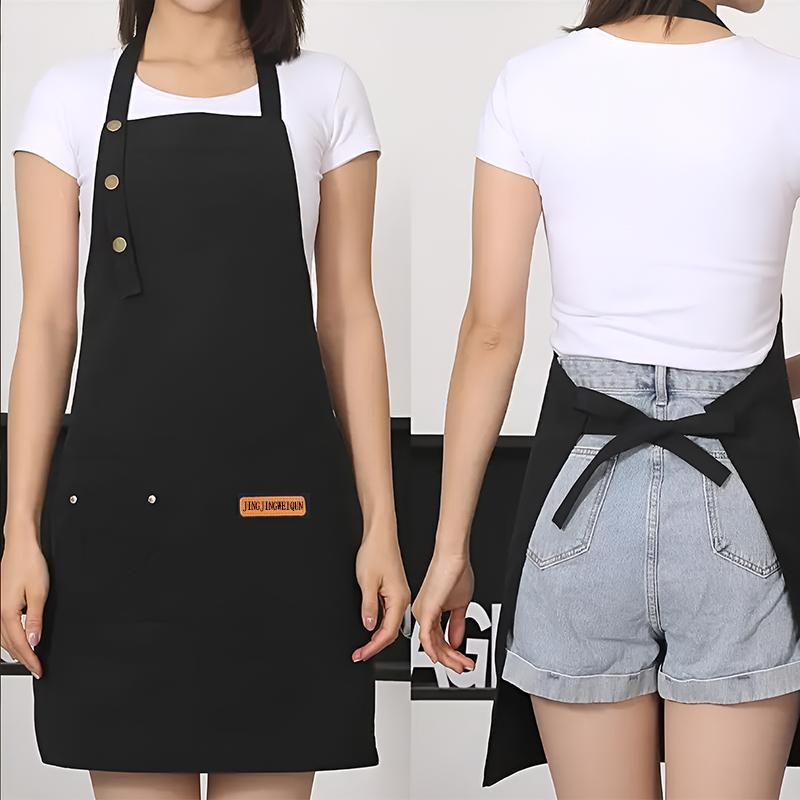 Canvas Apron, 1 Count Waterproof Apron for Cooking, Breathable Apron for Women, Kitchen Apron for Home Use, Household Apron for Cooking