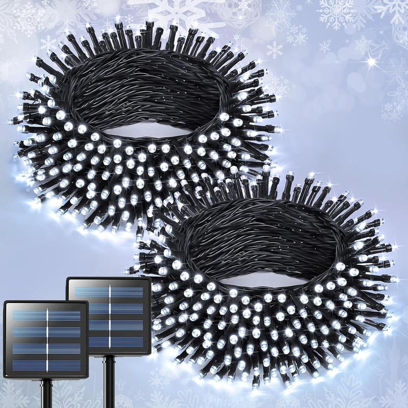 2 Pack Solar Christmas Lights Outdoor Waterproof, Total 400 LED 151FT Solar String Lights for Outside, 8 Modes White Solar Lights for Patio Yard Tree Garden Christmas Decorations Ornaments