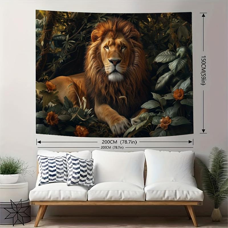 Majestic Lion and Plant Pattern Tapestry-Multifunctional Office Decorations for Living Room, Bedroom Or Wall Hanging Decoration | Soft Polyester Fiber, Easy to Care