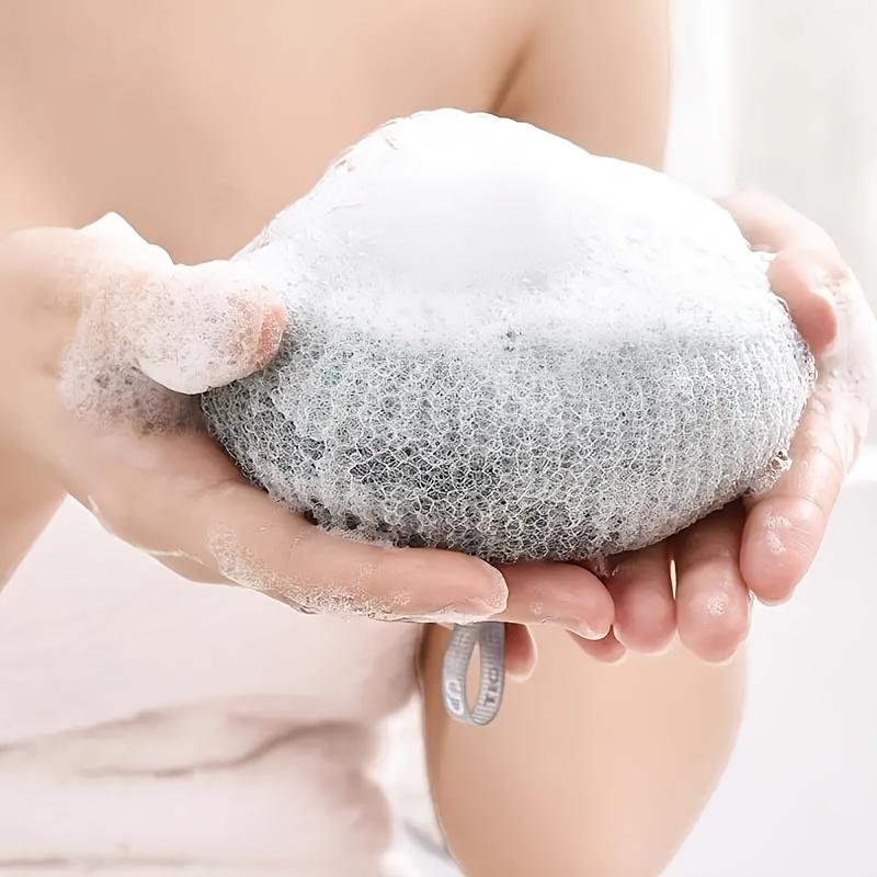 2 PCS Exfoliating Bliss Bath Sponges - 2-in-1 Shower Pouf Scrubbers with Built-in Massage Pad for Enhanced Bathing Experience and Silky Smooth Skin