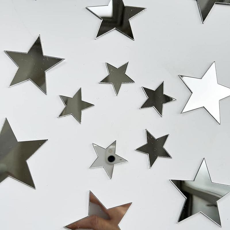 Acrylic Mirror Wall Decorative Stickers for Room Decor, 40pcs set Star Shaped Wall Tiles Sticker, 3 Different Sizes Star Sticker, Self Adhesive Wall Decals, Fall Decor, Men Gifts