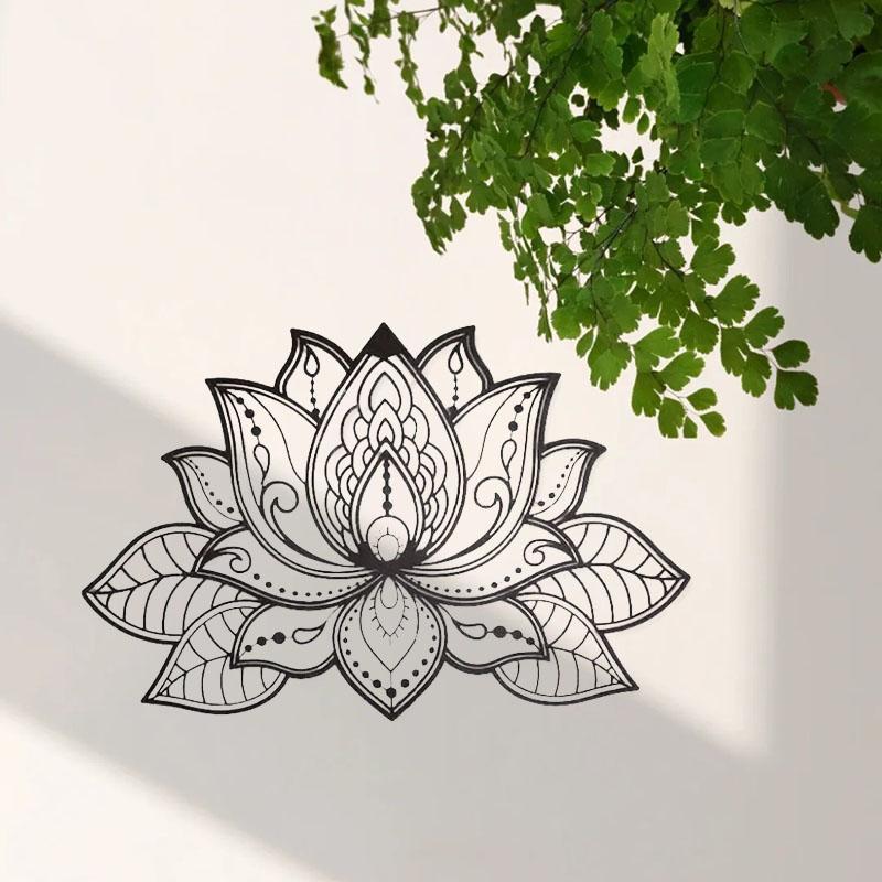 Lotus Design Wall Decor, 1 Count Iron Flower Pattern Wall Art, Wall Hanging Decor for Home Living Room Bedroom Study Room, Home Decor