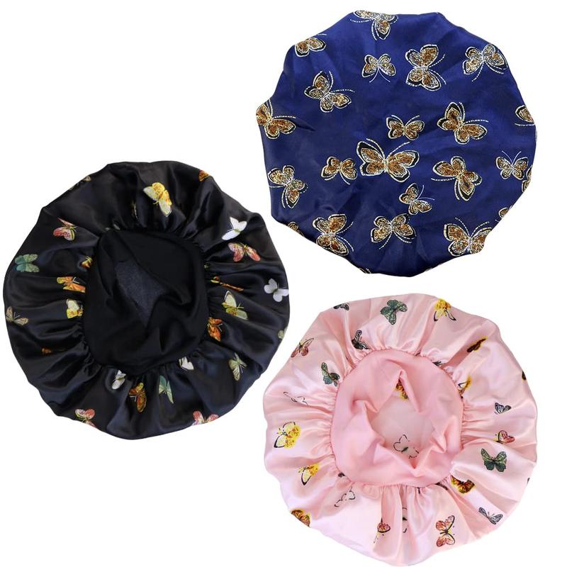 3 Pcs Soft Satin Bonnet Bonnet Hair Wrap for Sleeping Sleeping Cap with Wide Elastic Band Night Sleep Cap Bonnets Hair Cover Single Layer Night Sleeping Head Cover for Women black woman