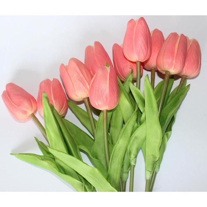 19 5000 10 Artificial Flower Mini Tulip Bouquet (Gradient Coral)