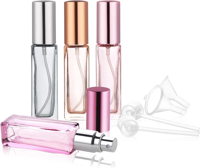 Glass Travel Perfume Bottle Refillable, 10ml Perfume Travel Refillable Bottles, Pocket Perfume Spray Bottle Atomizer for Travel, 4 count Refillable Perfume Bottle for Travel Gift Dispenser