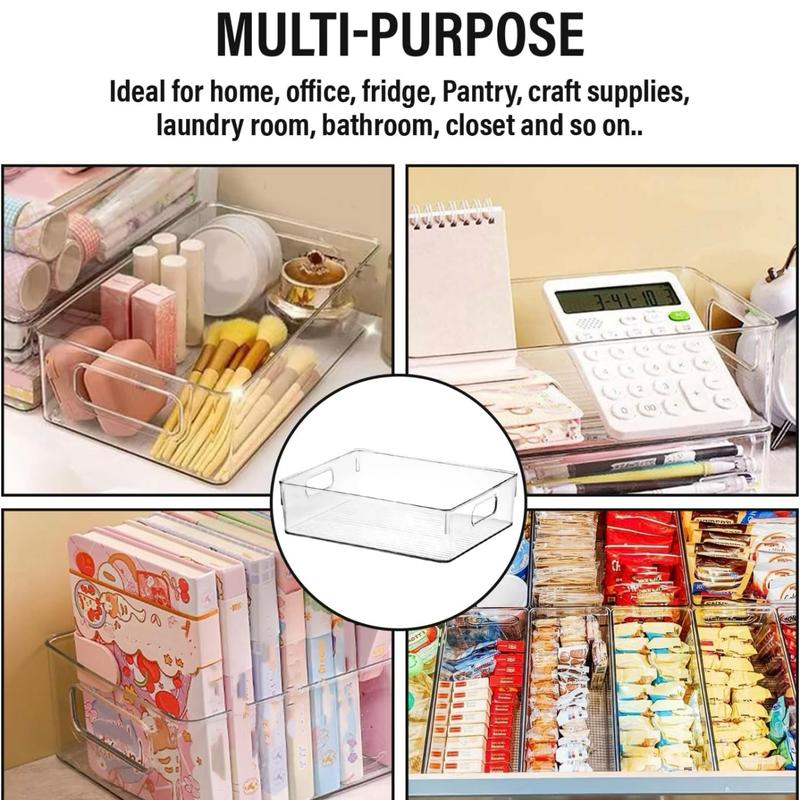 3 6 12Pcs Refrigerator Organizer Bins, 3 Sizes Stackable Clear Pantry Organizer  with Handles for Fridge, Freezer, Shelves, Drawer, Bins, Snack Organizer for Home & Kitchen,boxes,containers,cabinet,laundry,Birthday Gift Ideas,Plastic,Set  storage