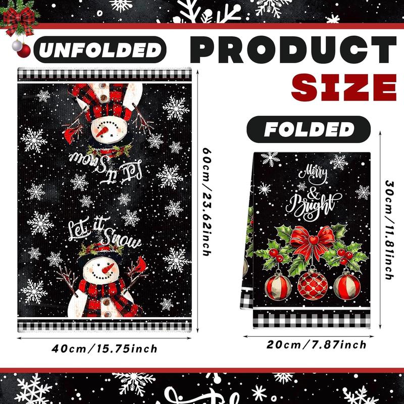 6 Pieces Christmas Kitchen Towels Sweet Themed Decorative Snowman Tea Towel Dish Towel Decor for Home Dish and Hand Drying, 6 Styles