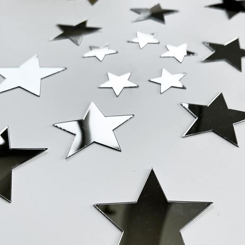 Acrylic Mirror Wall Decorative Stickers for Room Decor, 40pcs set Star Shaped Wall Tiles Sticker, 3 Different Sizes Star Sticker, Self Adhesive Wall Decals, Fall Decor, Men Gifts