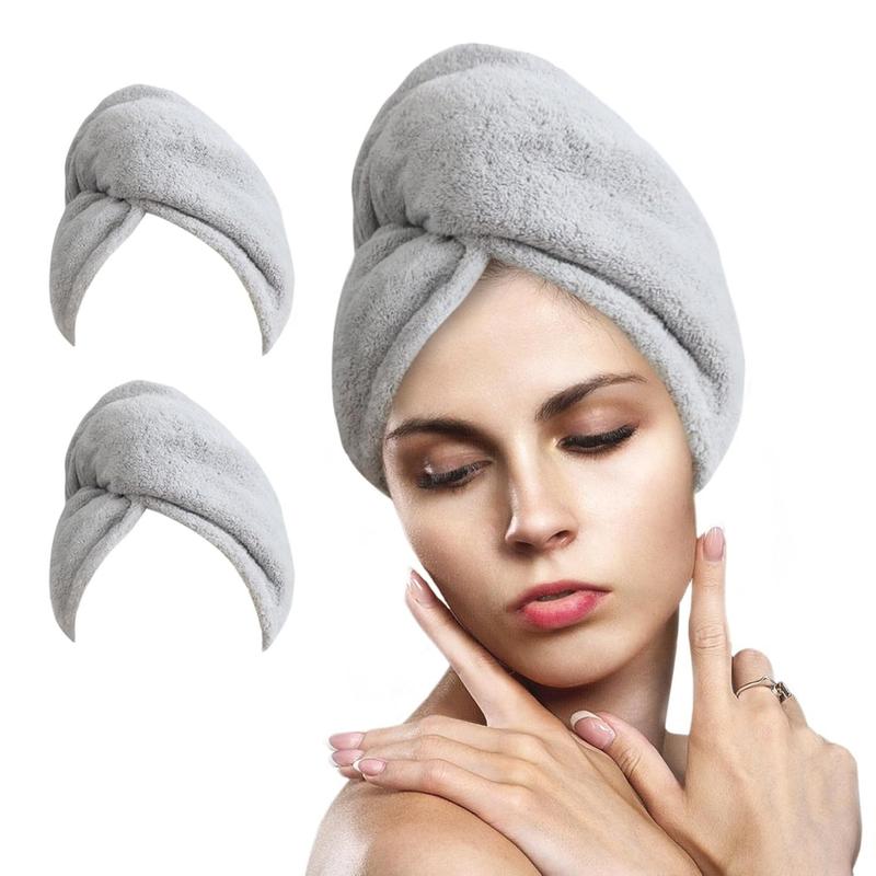 Microfiber Hair Towel Wrap for Women 2 Pack, Solid Color Hair Towel Large Hair Turban for Wet Hairs, Christmas Décor, Thanksgiving Gift