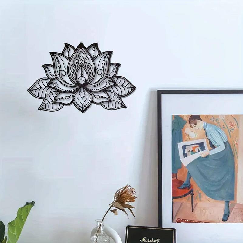 Lotus Design Wall Decor, 1 Count Iron Flower Pattern Wall Art, Wall Hanging Decor for Home Living Room Bedroom Study Room, Home Decor