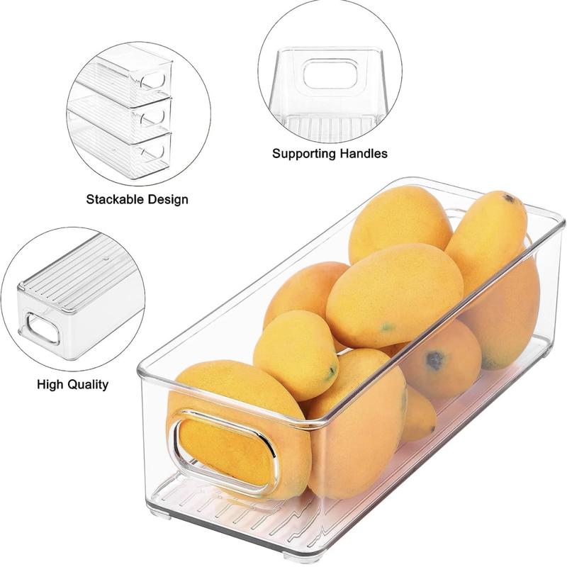 3 6 12Pcs Refrigerator Organizer Bins, 3 Sizes Stackable Clear Pantry Organizer  with Handles for Fridge, Freezer, Shelves, Drawer, Bins, Snack Organizer for Home & Kitchen,boxes,containers,cabinet,laundry,Birthday Gift Ideas,Plastic,Set  storage