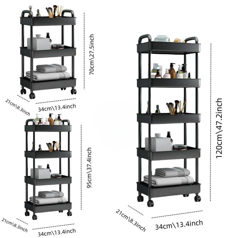 Multi-layer Storage Rack, 1 Count Space Saving Multi-purpose Storage Rack with Wheel, Movable Storage Organizer for Home Office Dormitory