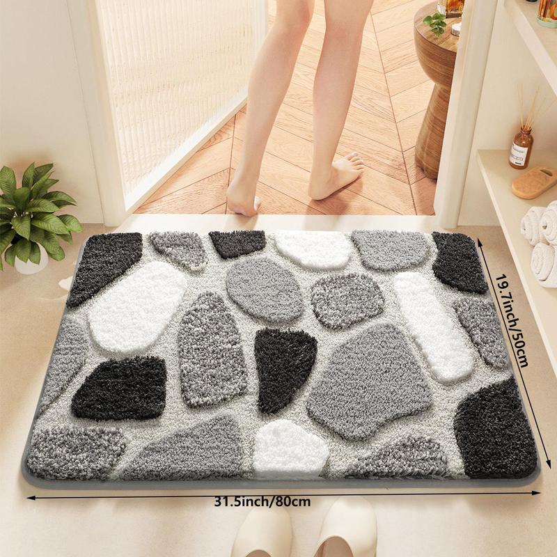 Stone Pattern Bathroom Mat, 1 Count Soft Thick Non-slip Comfortable Bath Mat,  Absorbent  Bath Rug for Bathroom  Home Dormitory Decor