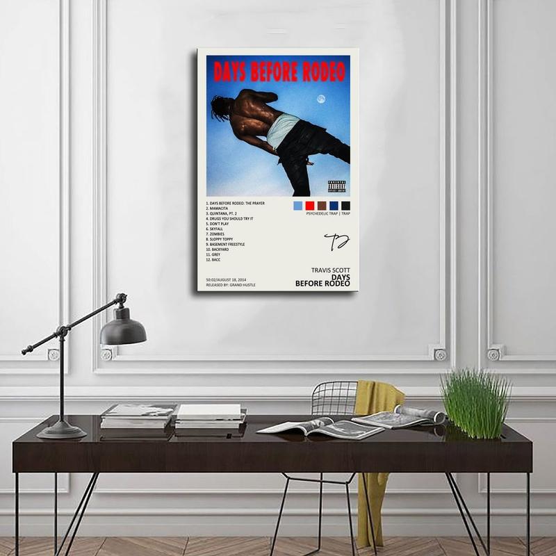 Travis Poster Scott Days Before Rodeo Music Album Cover Signed Limited Poster Canvas Poster Bedroom Decor Sports Landscape Office Room Decor Gift