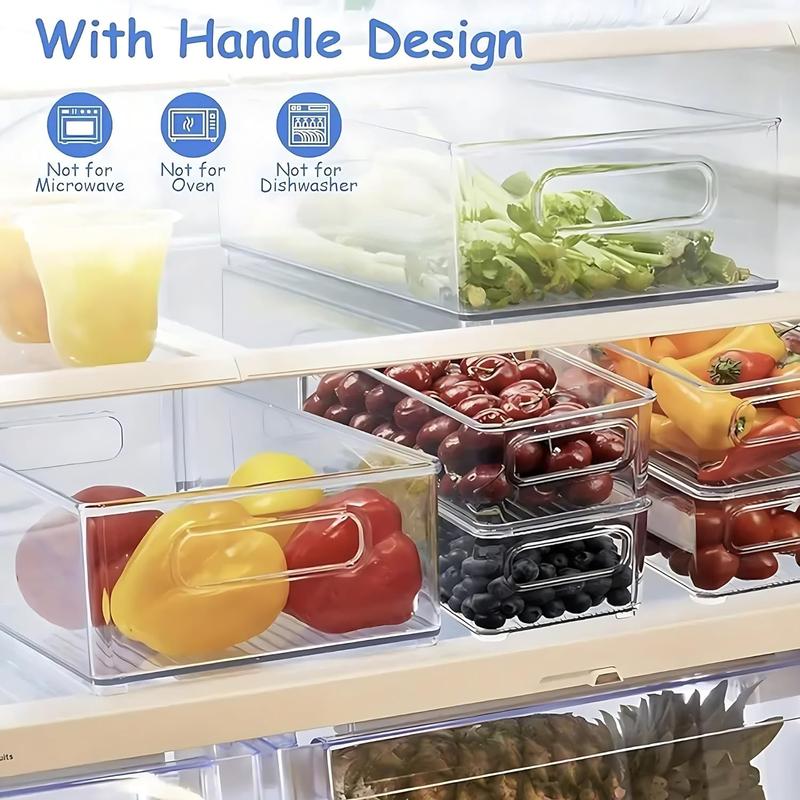 3 6 12Pcs Refrigerator Organizer Bins, 3 Sizes Stackable Clear Pantry Organizer  with Handles for Fridge, Freezer, Shelves, Drawer, Bins, Snack Organizer for Home & Kitchen,boxes,containers,cabinet,laundry,Birthday Gift Ideas,Plastic,Set  storage