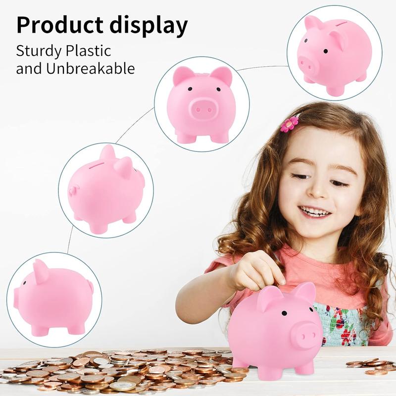 Large Piggy Banks, Cute Plastic Pig Money Box, Piggy  for Girls and Boys, Unbreakable Plastic   Fun Gifts for Birthday, Festival,  Shower (Pink)