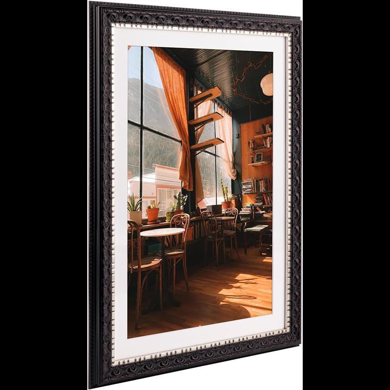 Ornate Finish Photo Frame with White Mat for Picture & Real Glass