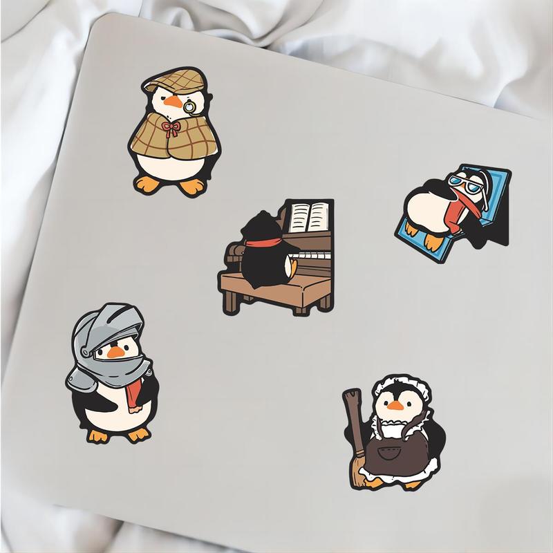 Cute Penguin Pattern Sticker, 50pcs set Self Adhesive Decorative Stickers, DIY Decals for Water Bottle Laptop Phone Case Scrapbooking Journal Making